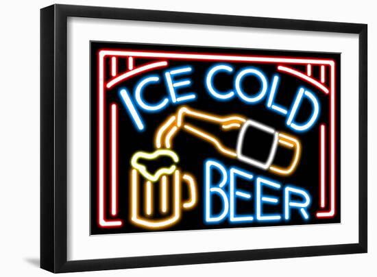 Beer Neon Sign - Lantern Press Artwork-Lantern Press-Framed Art Print