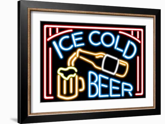 Beer Neon Sign - Lantern Press Artwork-Lantern Press-Framed Art Print