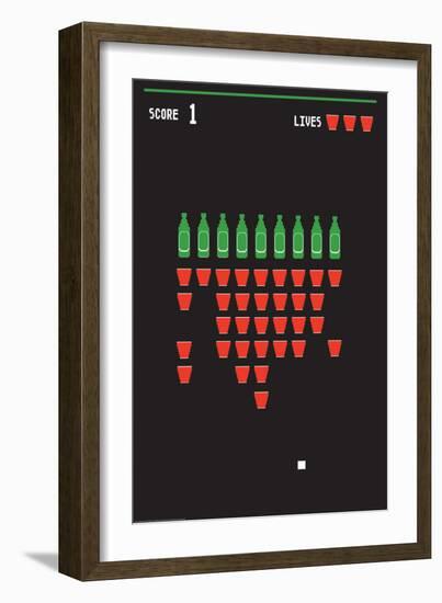 Beer Pong Invaders-J.J. Brando-Framed Premium Giclee Print