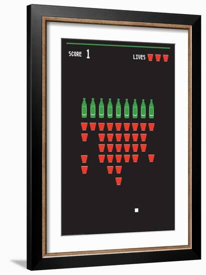 Beer Pong Invaders-J.J. Brando-Framed Premium Giclee Print