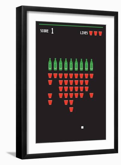 Beer Pong Invaders-J.J. Brando-Framed Premium Giclee Print