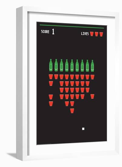 Beer Pong Invaders-J.J. Brando-Framed Premium Giclee Print