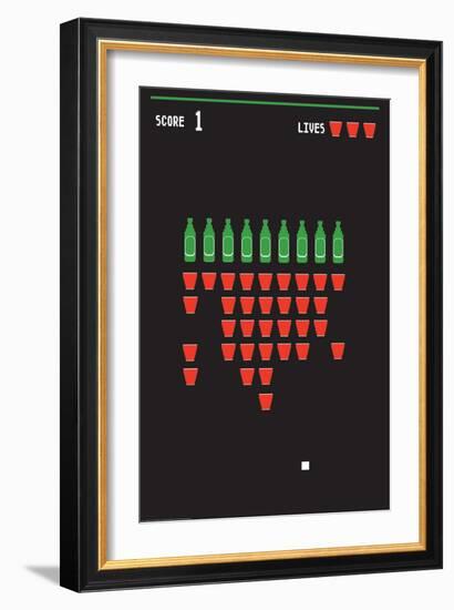 Beer Pong Invaders-J.J. Brando-Framed Premium Giclee Print