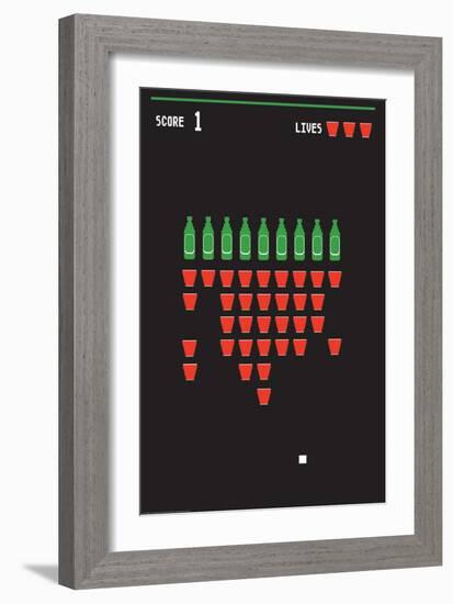 Beer Pong Invaders-J.J. Brando-Framed Art Print