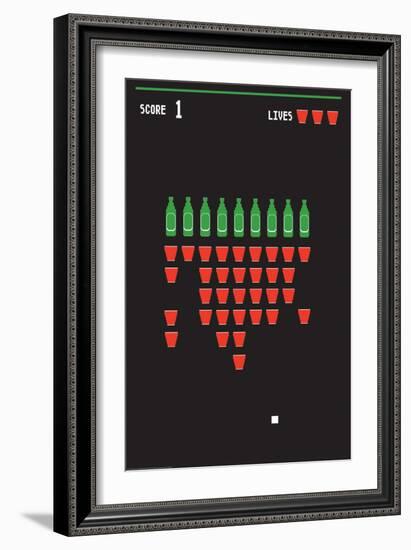 Beer Pong Invaders-J.J. Brando-Framed Art Print