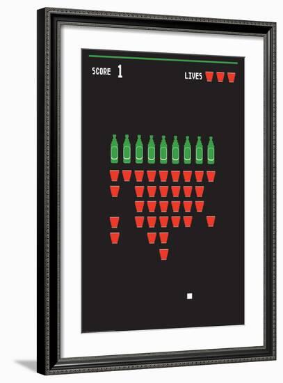 Beer Pong Invaders-J.J. Brando-Framed Art Print