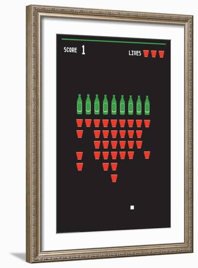 Beer Pong Invaders-J.J. Brando-Framed Art Print