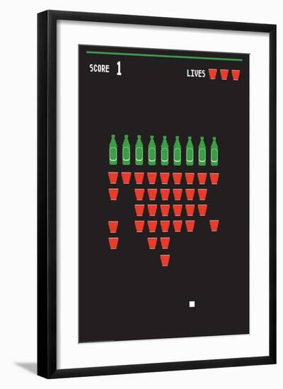 Beer Pong Invaders-J.J. Brando-Framed Art Print