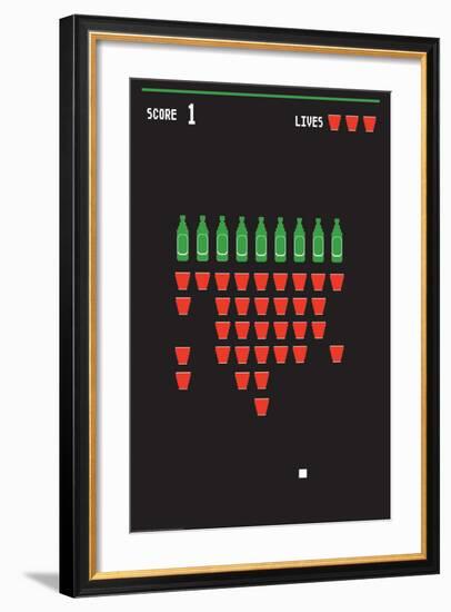 Beer Pong Invaders-J.J. Brando-Framed Art Print