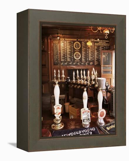 Beer Pumps and Bar, Sun Pub, London, England, United Kingdom-Adam Woolfitt-Framed Premier Image Canvas