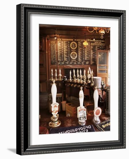 Beer Pumps and Bar, Sun Pub, London, England, United Kingdom-Adam Woolfitt-Framed Photographic Print