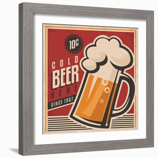 Beer Retro Poster-Lukeruk-Framed Art Print