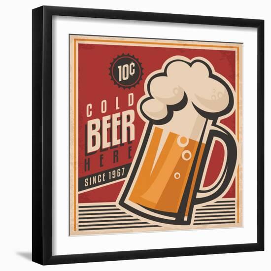 Beer Retro Poster-Lukeruk-Framed Art Print