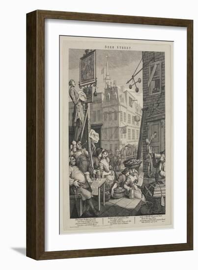 Beer Street, 1751 (Engraving on Laid Paper)-William Hogarth-Framed Giclee Print