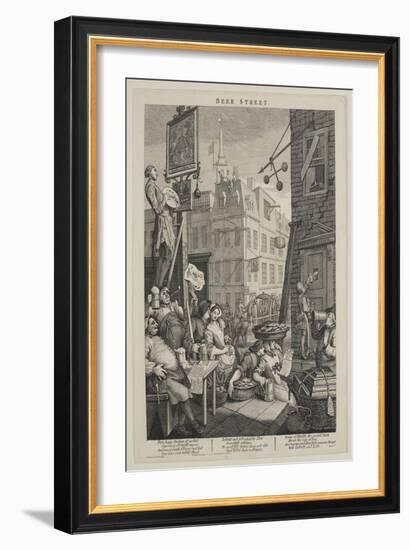 Beer Street, 1751 (Engraving on Laid Paper)-William Hogarth-Framed Giclee Print