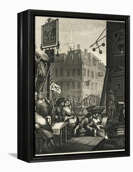 Beer Street and Gin Lane 1, 1751-William Hogarth-Framed Premier Image Canvas