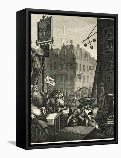 Beer Street and Gin Lane 1, 1751-William Hogarth-Framed Premier Image Canvas