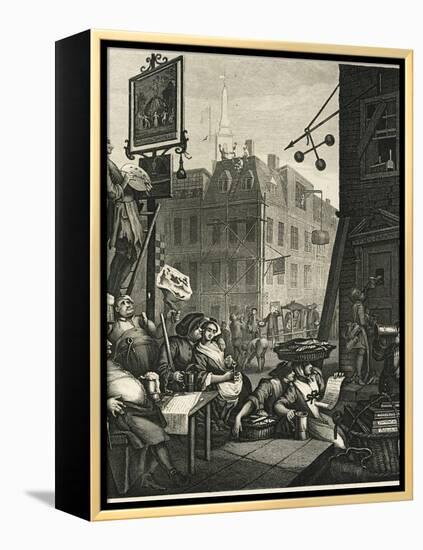 Beer Street and Gin Lane 1, 1751-William Hogarth-Framed Premier Image Canvas