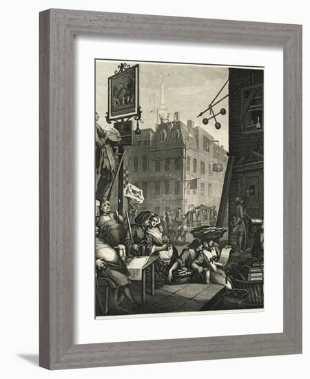 Beer Street and Gin Lane 1, 1751-William Hogarth-Framed Giclee Print