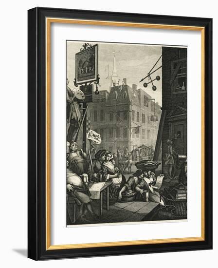Beer Street and Gin Lane 1, 1751-William Hogarth-Framed Giclee Print