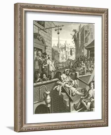 Beer Street and Gin Lane-William Hogarth-Framed Giclee Print