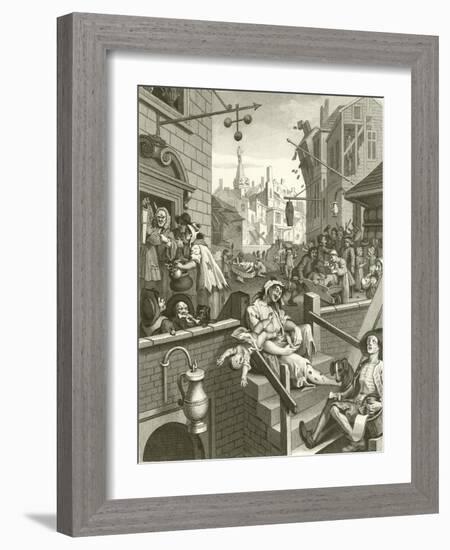 Beer Street and Gin Lane-William Hogarth-Framed Giclee Print