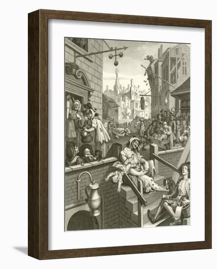 Beer Street and Gin Lane-William Hogarth-Framed Giclee Print