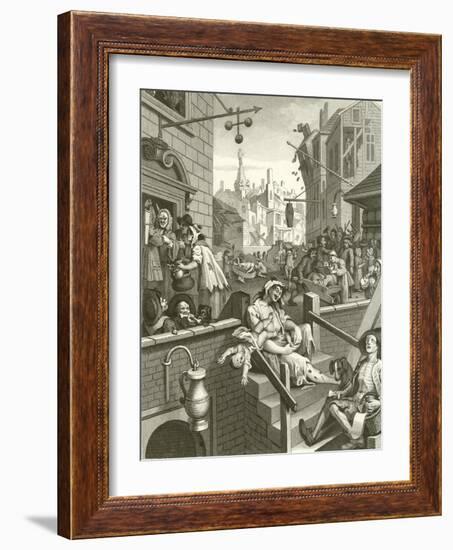 Beer Street and Gin Lane-William Hogarth-Framed Giclee Print