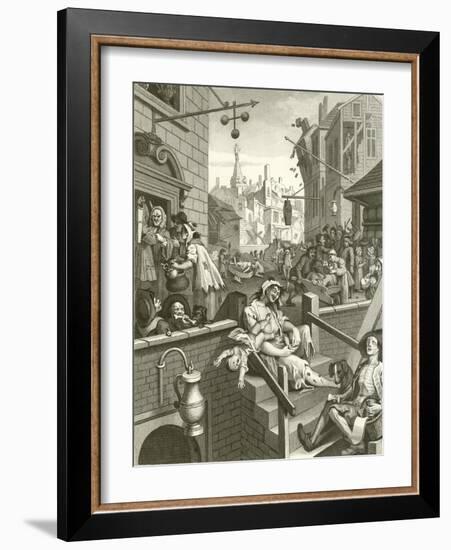 Beer Street and Gin Lane-William Hogarth-Framed Giclee Print