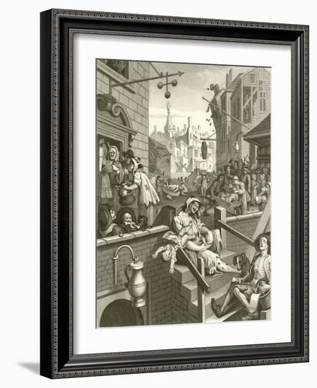 Beer Street and Gin Lane-William Hogarth-Framed Giclee Print