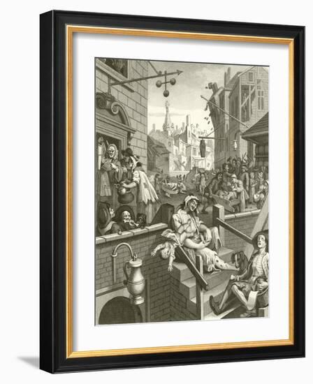 Beer Street and Gin Lane-William Hogarth-Framed Giclee Print