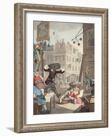 Beer Street, Illustration from 'Hogarth Restored: the Whole Works of the Celebrated William…-William Hogarth-Framed Giclee Print