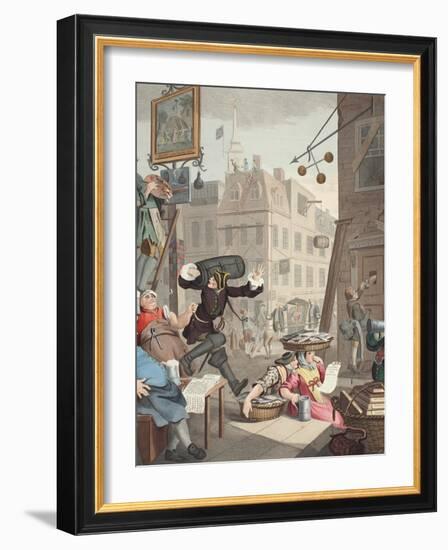 Beer Street, Illustration from 'Hogarth Restored: the Whole Works of the Celebrated William…-William Hogarth-Framed Giclee Print