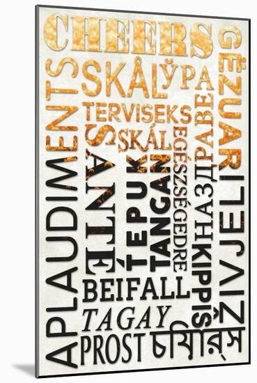 Beer Typography - Cheers in Different Languages-Lantern Press-Mounted Art Print