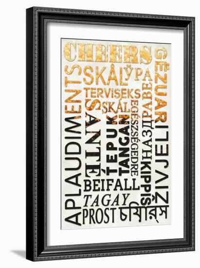 Beer Typography - Cheers in Different Languages-Lantern Press-Framed Art Print