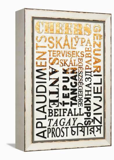 Beer Typography - Cheers in Different Languages-Lantern Press-Framed Stretched Canvas