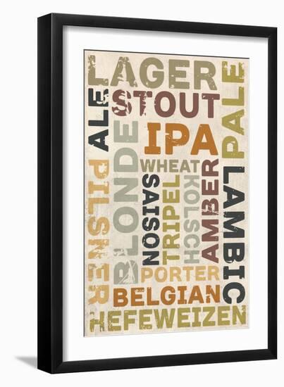 Beer Typography - Types of Beer-Lantern Press-Framed Art Print