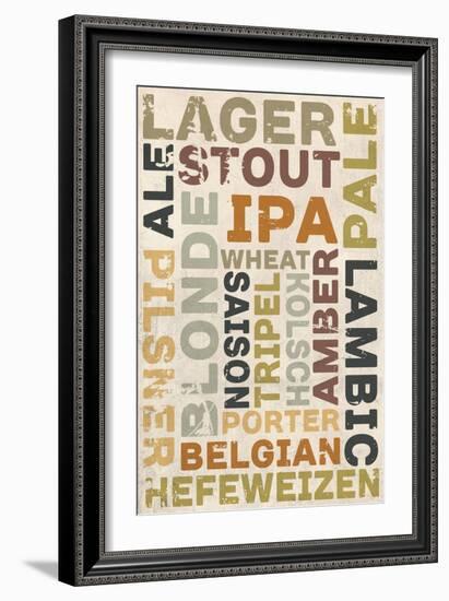 Beer Typography - Types of Beer-Lantern Press-Framed Art Print