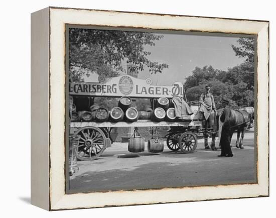 Beer Wagon in the City of Copenhagen-null-Framed Premier Image Canvas