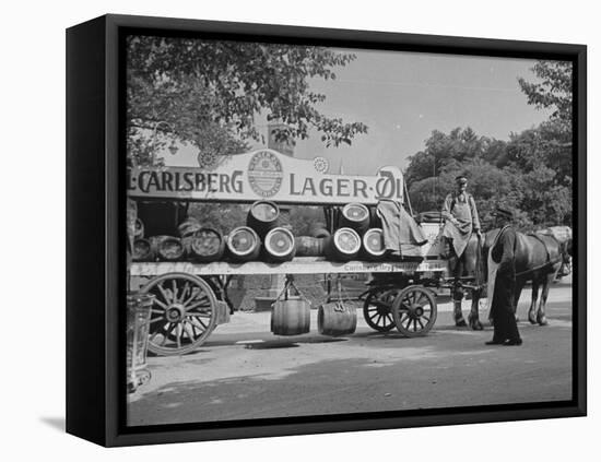 Beer Wagon in the City of Copenhagen-null-Framed Premier Image Canvas