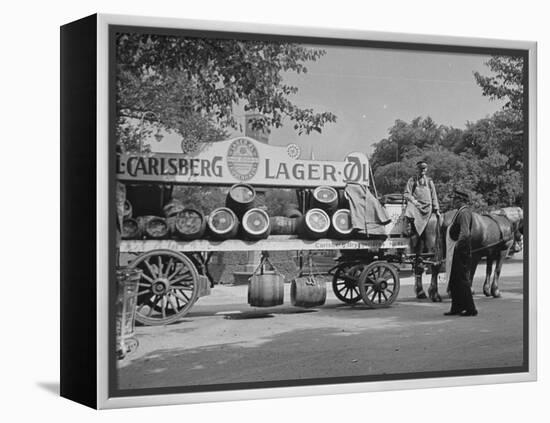 Beer Wagon in the City of Copenhagen-null-Framed Premier Image Canvas