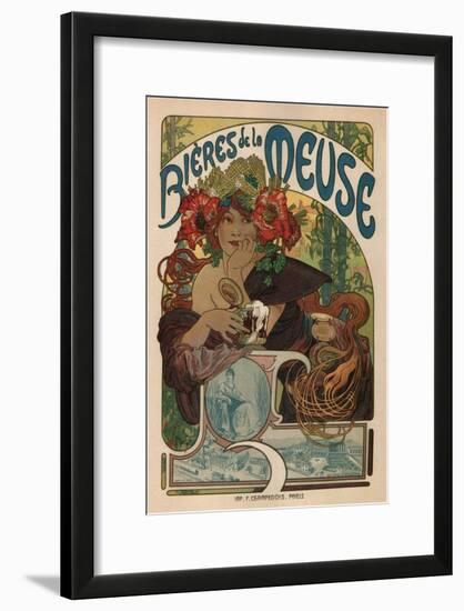 Beers of the Meuse-Alphonse Mucha-Framed Premium Giclee Print