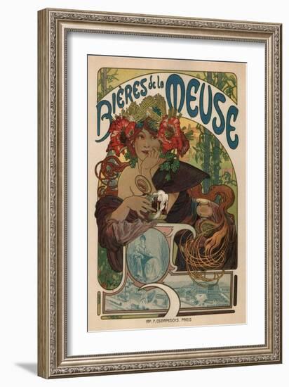 Beers of the Meuse-Alphonse Mucha-Framed Art Print