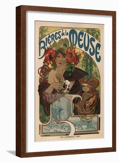 Beers of the Meuse-Alphonse Mucha-Framed Art Print