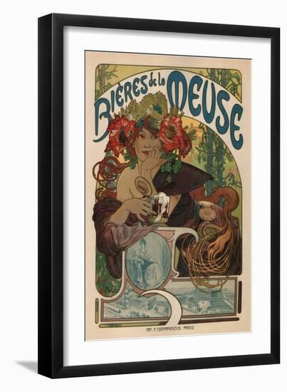 Beers of the Meuse-Alphonse Mucha-Framed Art Print