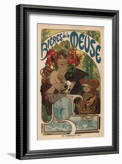 Beers of the Meuse-Alphonse Mucha-Framed Art Print