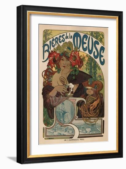 Beers of the Meuse-Alphonse Mucha-Framed Art Print