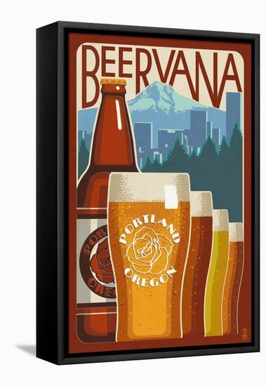 Beervana - Portland, Oregon-Lantern Press-Framed Stretched Canvas