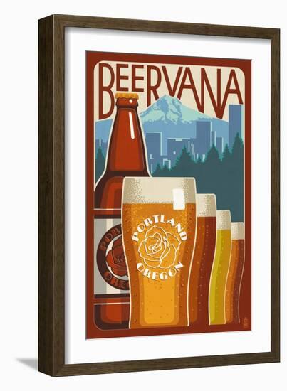 Beervana - Portland, Oregon-Lantern Press-Framed Art Print