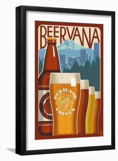 Beervana - Portland, Oregon-Lantern Press-Framed Art Print